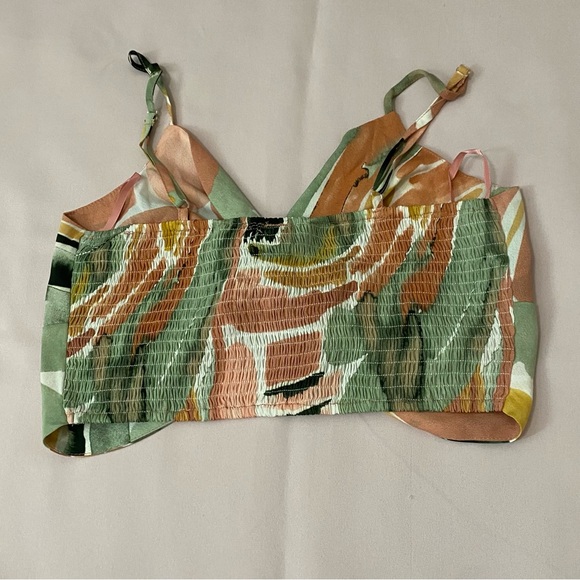 Pink Green and Yellow Abstract Brushstrokes Top and Shorts Set, L - Picture 3 of 7